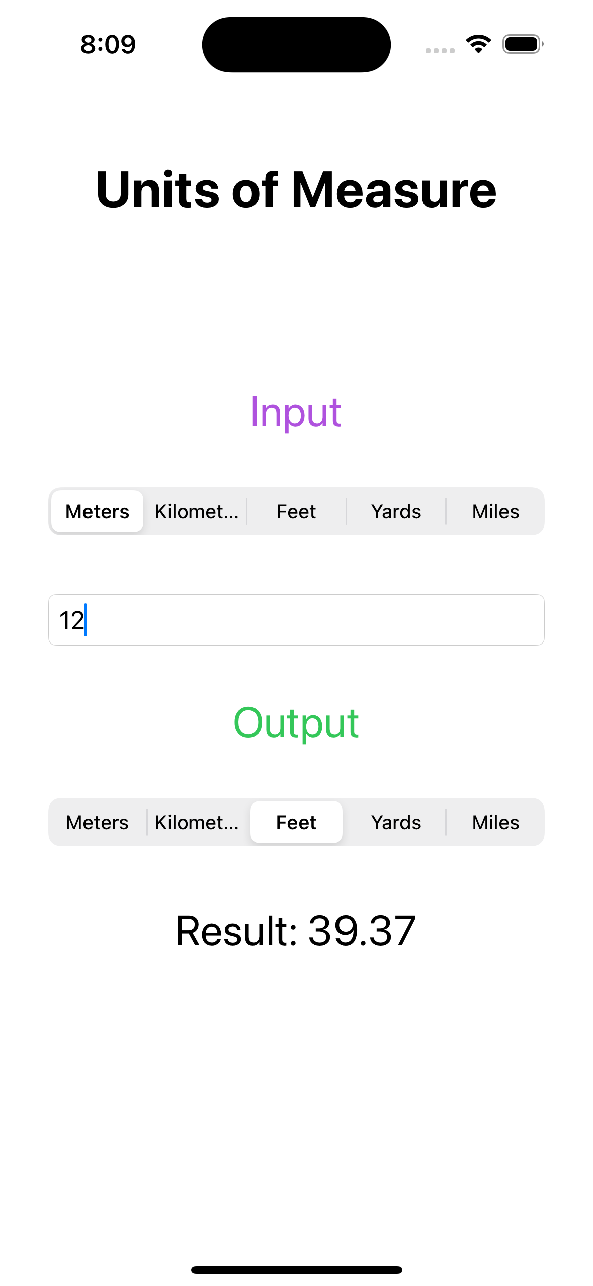 Screenshot of Units of Measure